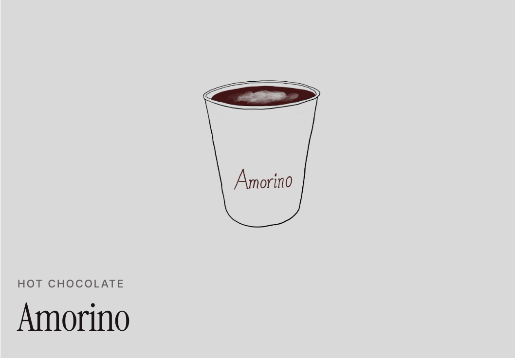 Amorino hot chocolate, drawn on a grey tile